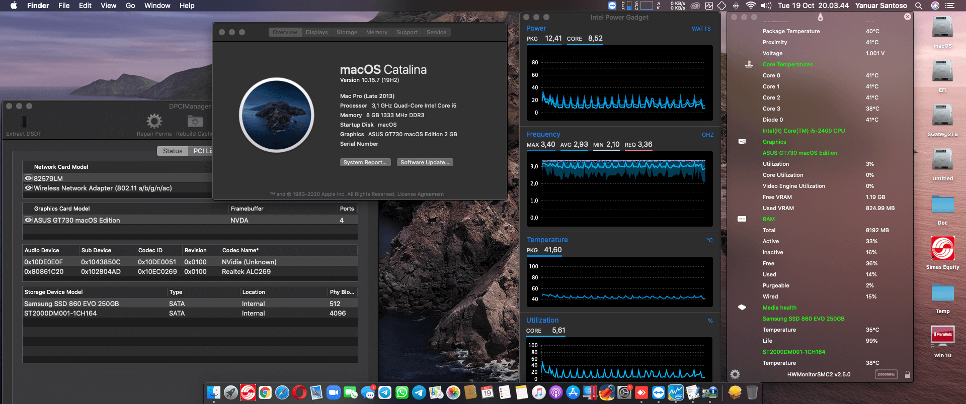 Success Hackintosh macOS Catalina 10.15.7 Build 19H2 in Dell Optiplex 790 + Asus GT 730